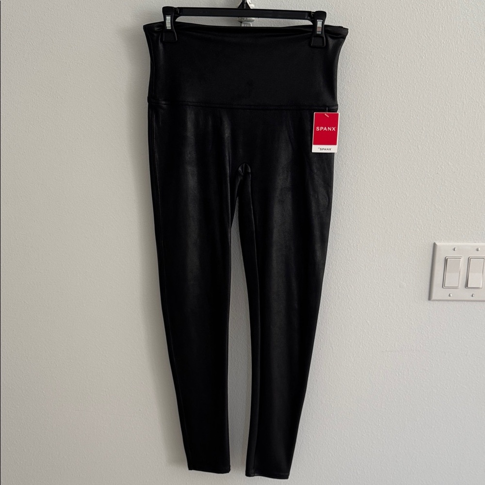 SPANX Shiny Black High-Waisted Leggings